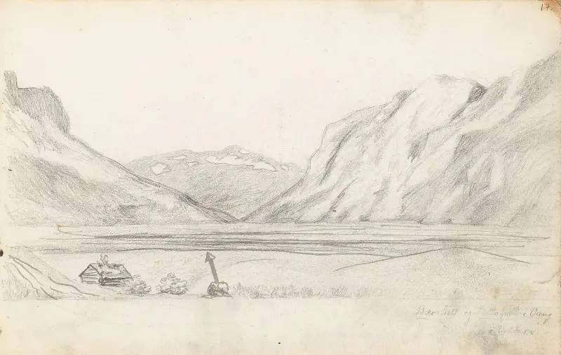 Bergsfjell og Skutshorn, Vang i Valdres av Hans Gude