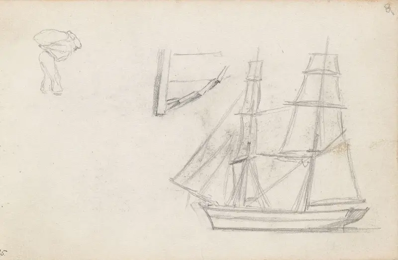 Figurstudie; skip av Hans Gude