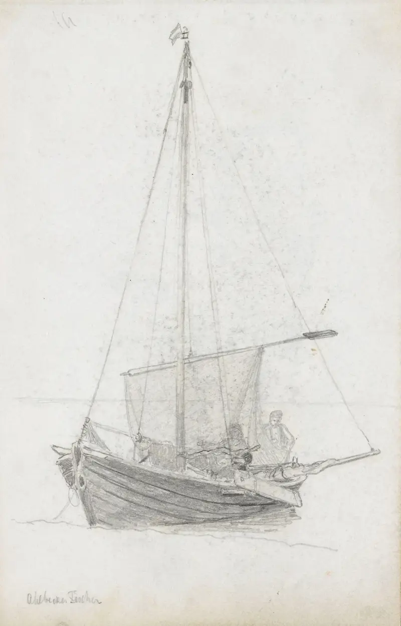 Fiskebåt fra Ahlbeck av Hans Gude