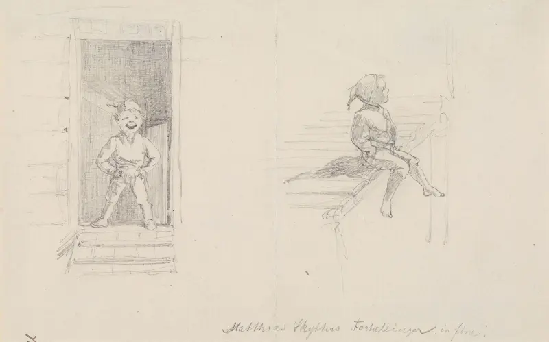 Förarbete till illustration till ‘Matthias Skytters historier’ i P.Chr. Asbjørnsen, Norske Folke- og Huldre-Eventyr, Köpenhamn 1879 av Hans Gude