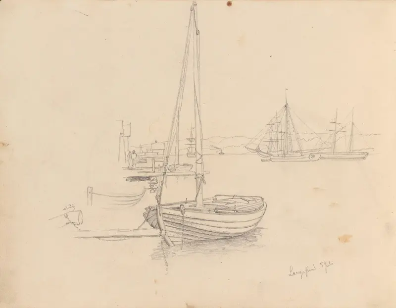 Fra Langesund havn (Från Langesunds hamn) av Hans Gude