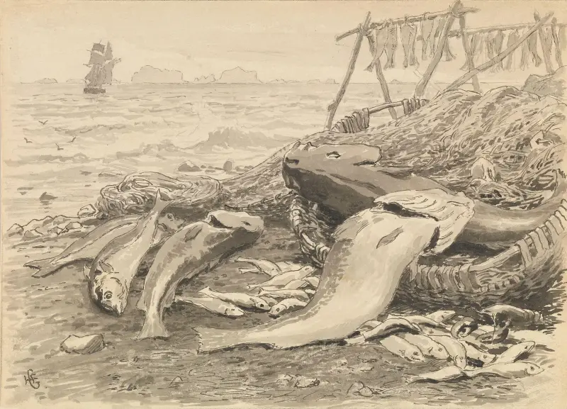 Illustration for ‘The Cormorants of Utröst’ av Hans Gude