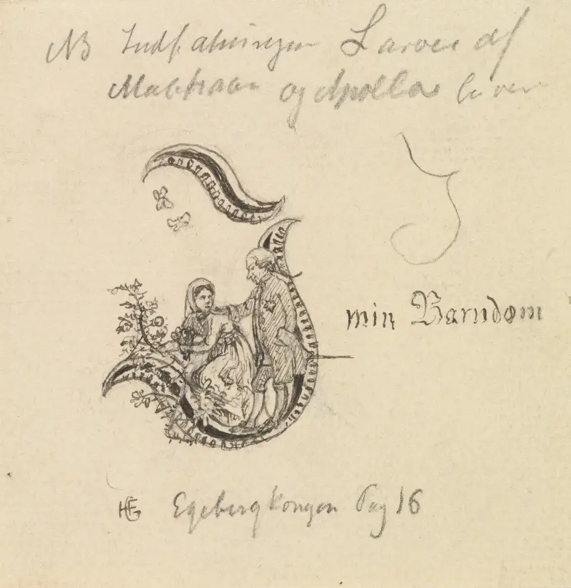 Initial til ‘Egebergkongen’ av Hans Gude