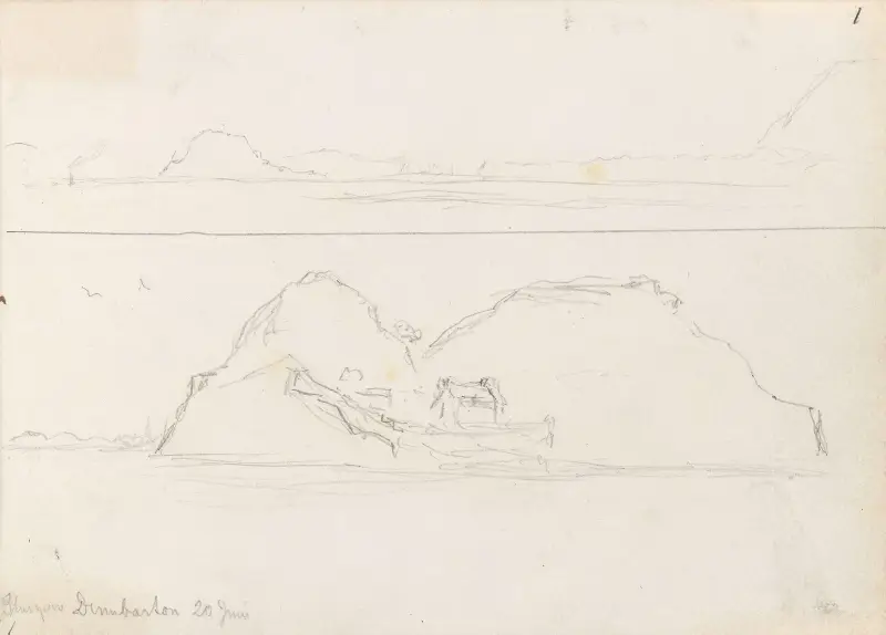 Kustmotiv vid Glasgow; Dumbarton Rock av Hans Gude