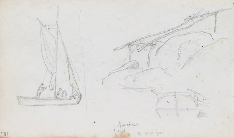 Segelbåt; rampe av Hans Gude