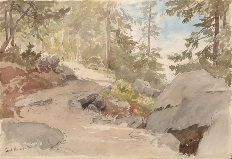 Skogsinteriør, Sarabråten av Hans Gude