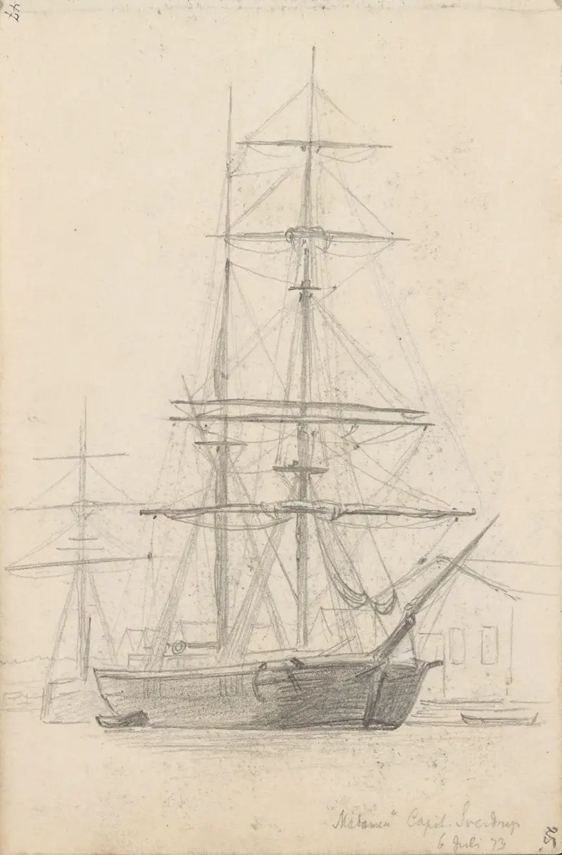 Skonnertbriggen ‘Madamen’ av Hans Gude