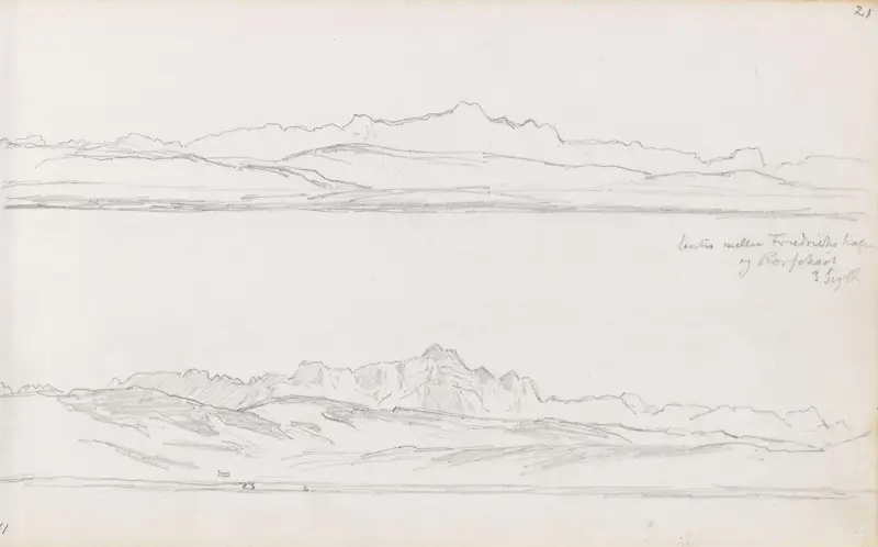 Utsikt mot Säntis mellan Friedrichshafen och Rorschach av Hans Gude