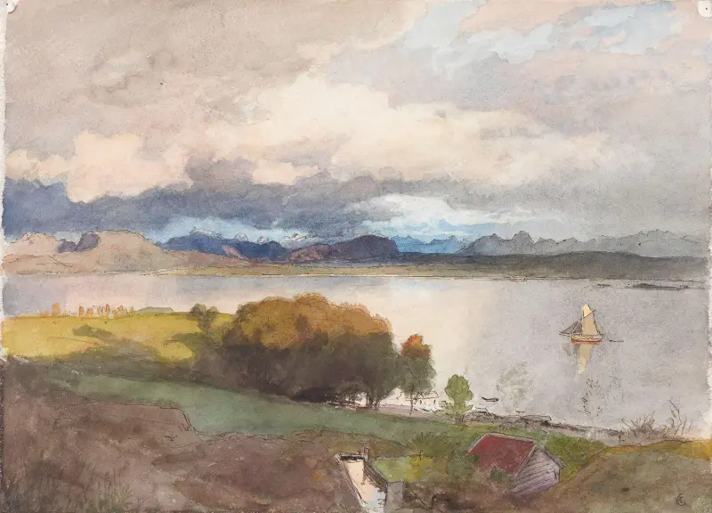 Vy över Molde fjord av Hans Gude