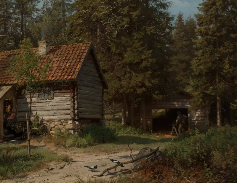 Skogsstuga av Hans Gude