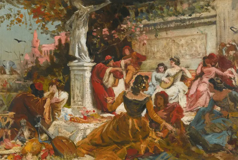 Bankett i en park av Hans Makart
