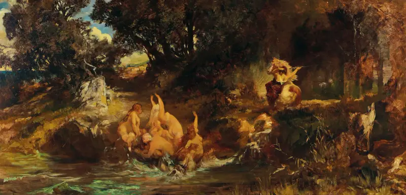 Die Nixen And Der Tiger (The Mermaids And The Tiger) av Hans Makart
