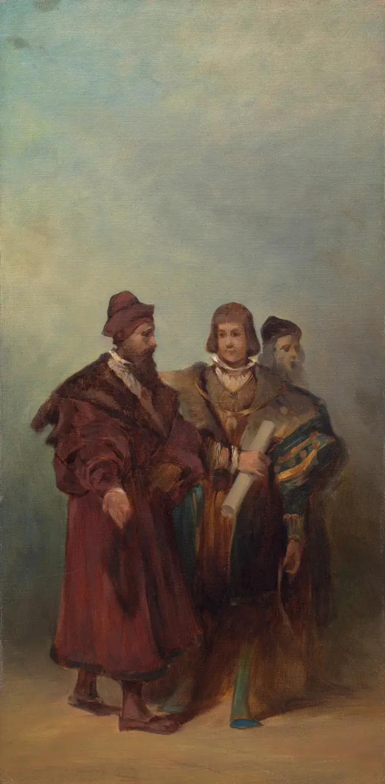 Skiss till festtåget 1879 – tre maskinbyggare av Hans Makart