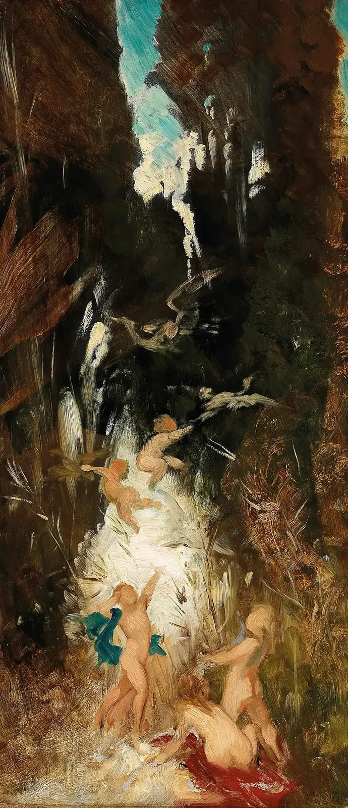 Putti Near A Forest Brook av Hans Makart