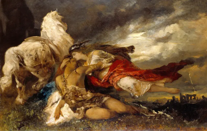 Valkyrie and a Dying Hero av Hans Makart