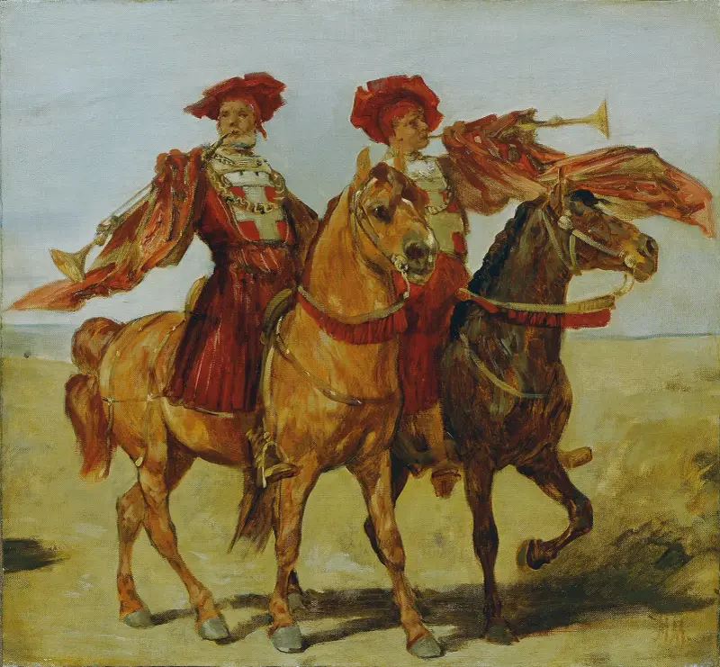 Två trumpetande ryttare av Hans Makart