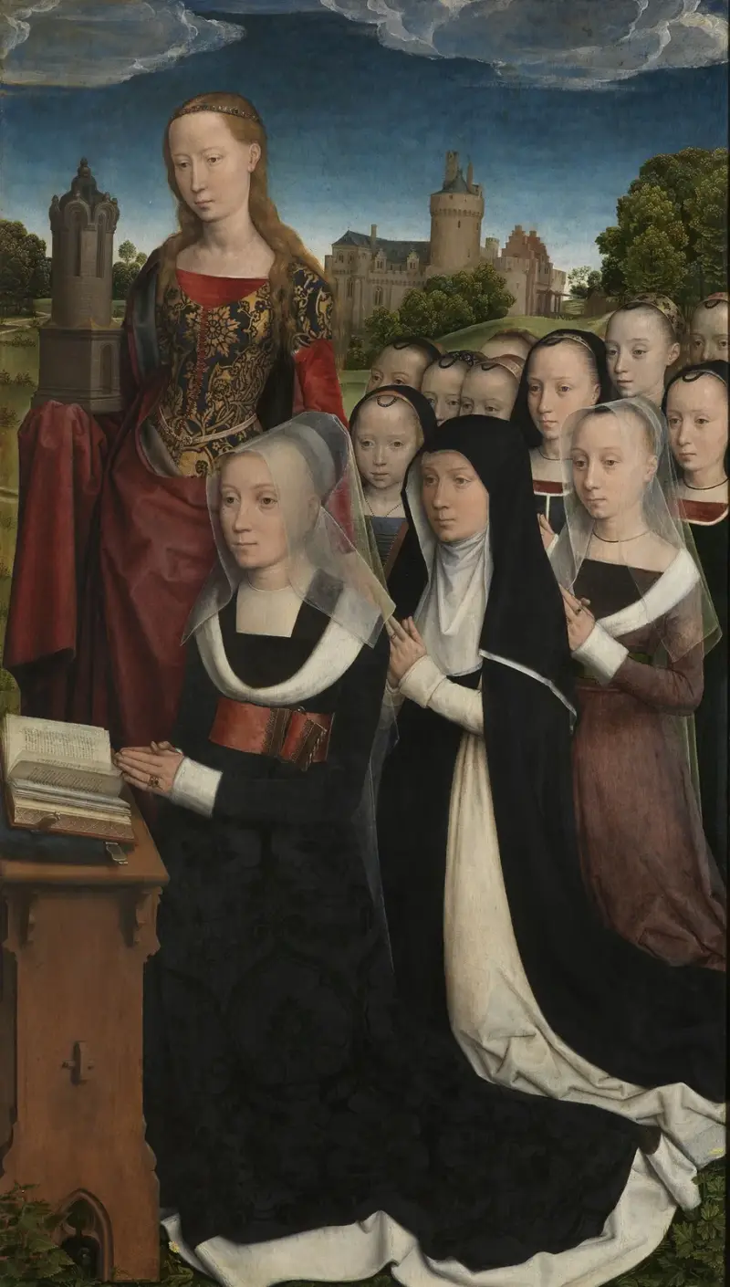 Barbara van Vlaenderbergh with her Daughters and Patron Saint av Hans Memling