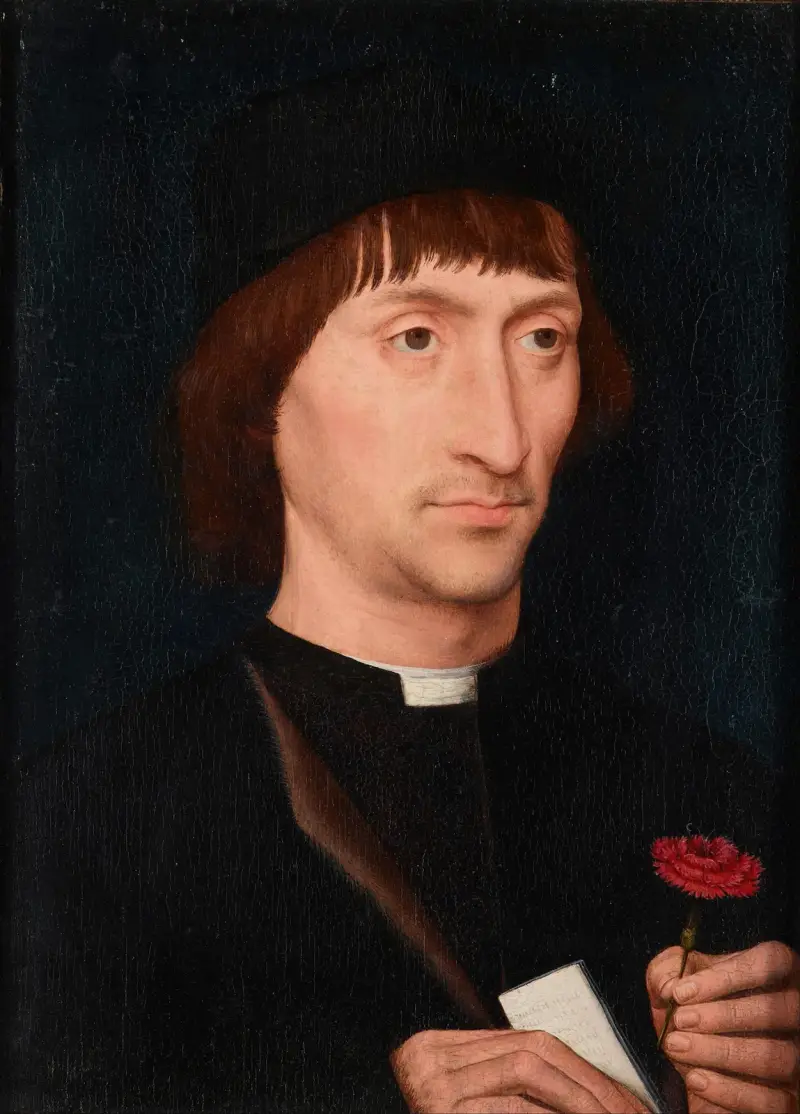 Portrait of a Man with a Pink av Hans Memling