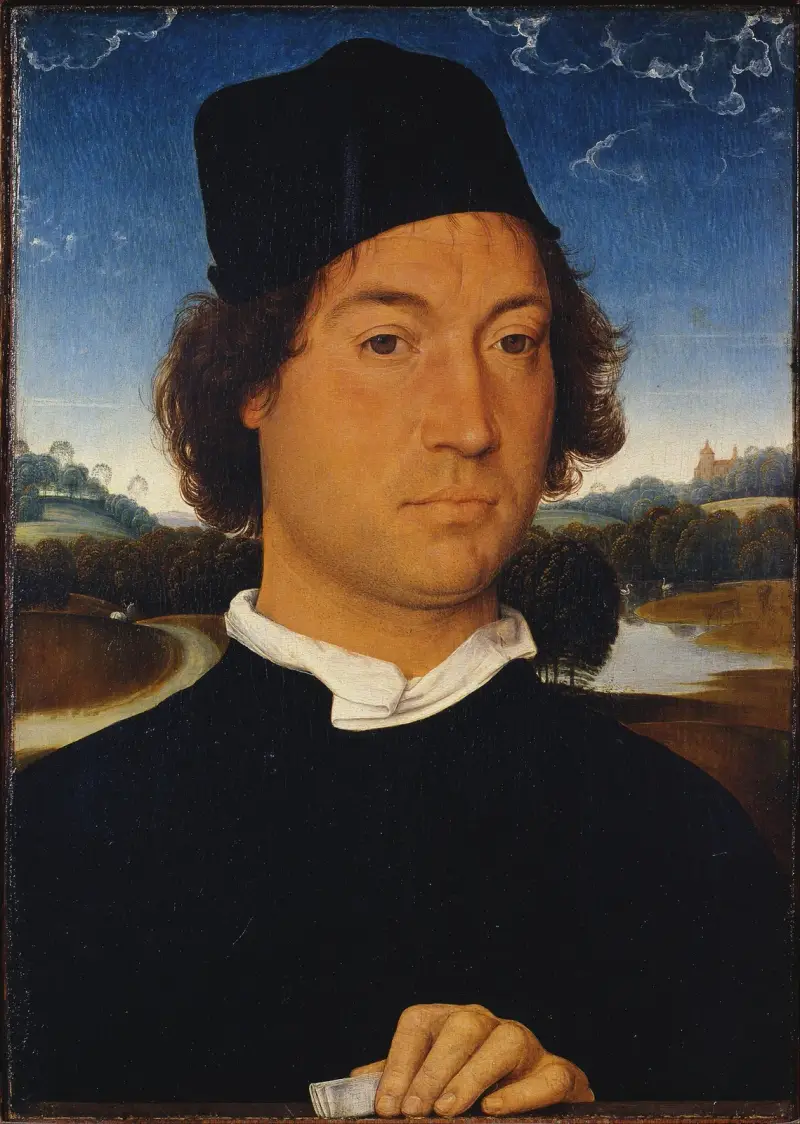 Bildnis eines unbekannten Mannes mit einem Brief von Hans Memling