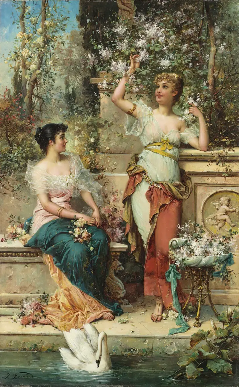 Two Ladies in a Park av Hans Zatzka