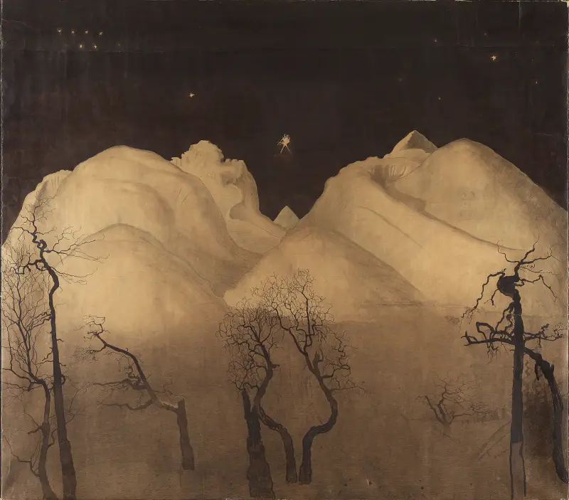 Winter Night in the Mountains. Study (from 1901 until 1902) av Harald Sohlberg
