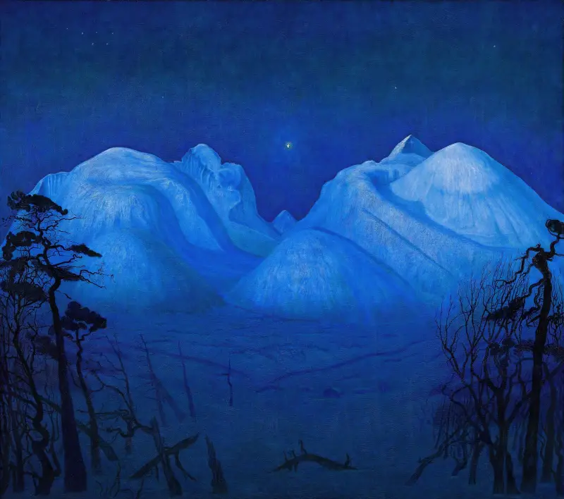 Winter Night in the Mountains, 1914 av Harald Sohlberg