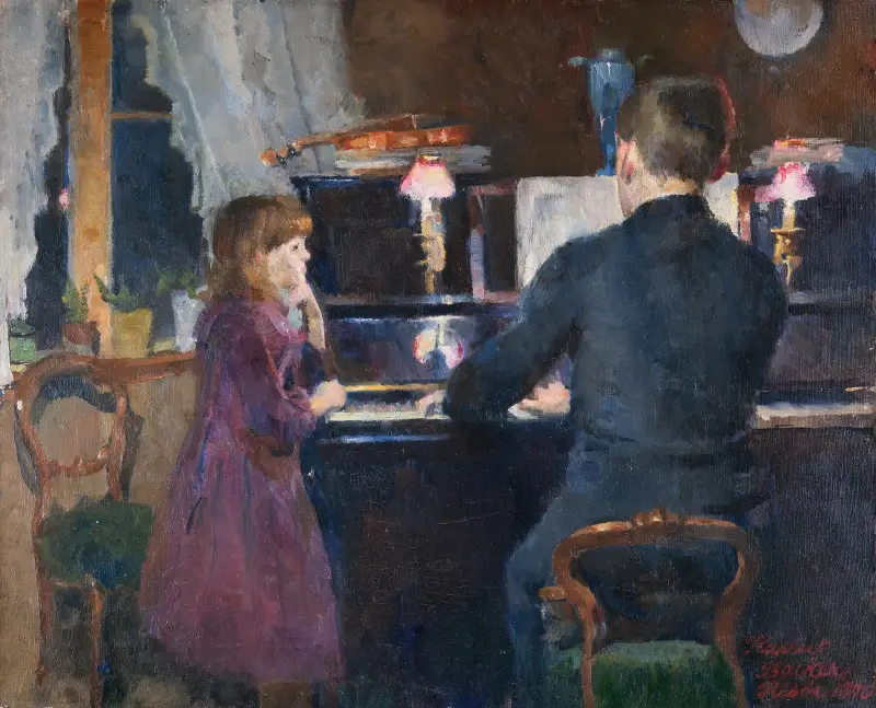 Die große Schwester spielt von Harriet Backer