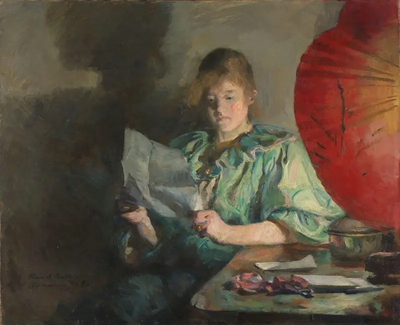 Večer, interiér, Harriet Backer