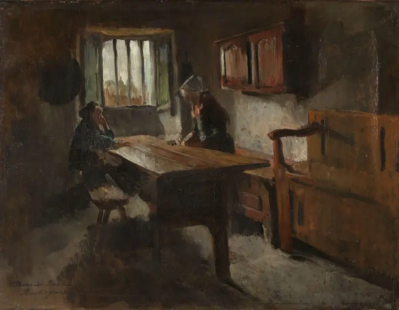 Farm Interior from Rochefort-en-terre, Brittany av Harriet Backer