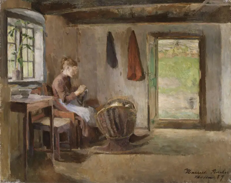 Farm Interior, Skotta in Bærum av Harriet Backer