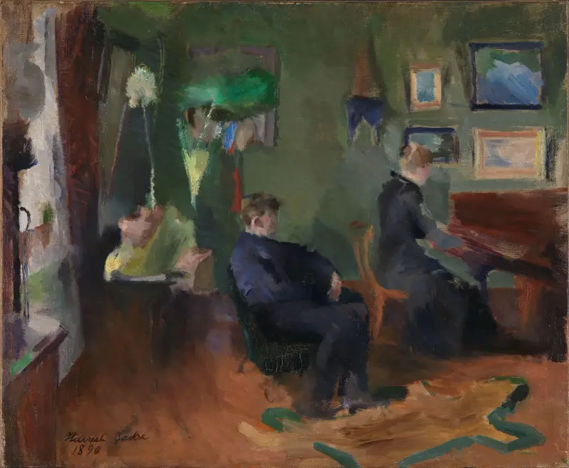 Music, Interior form Kristiania av Harriet Backer