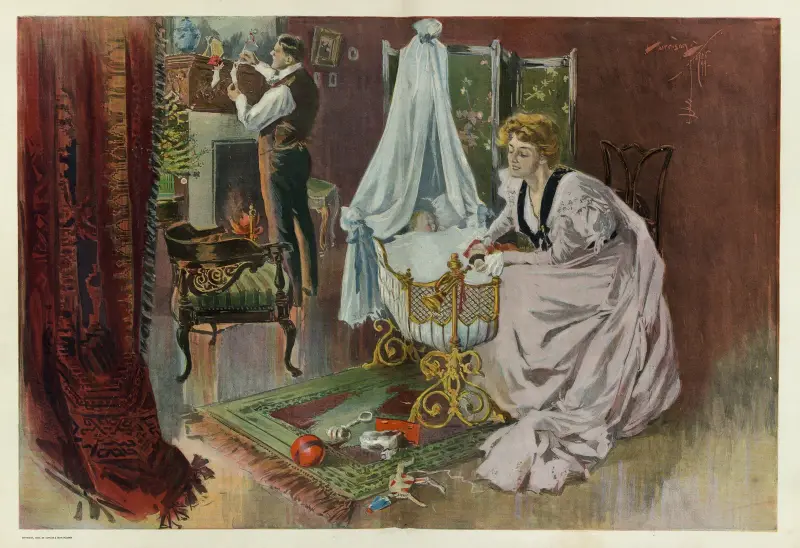 Santa Claus’s first visit av Harrison Fisher