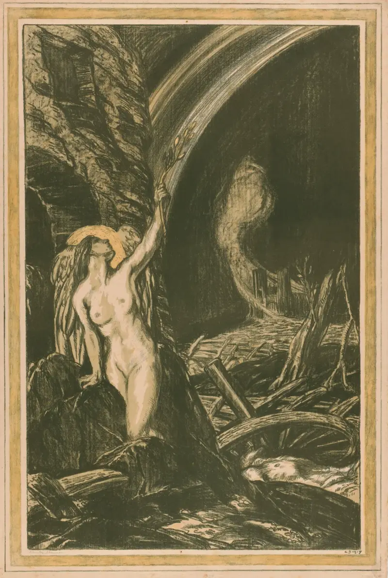 The Re-birth of the arts (gesigneerd) av Charles Haslewood Shannon
