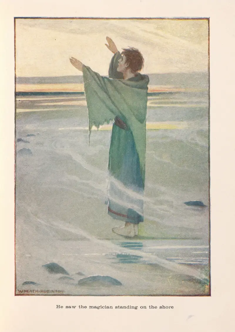 Dorigen; He saw the Magician standing on the shore av William Heath Robinson