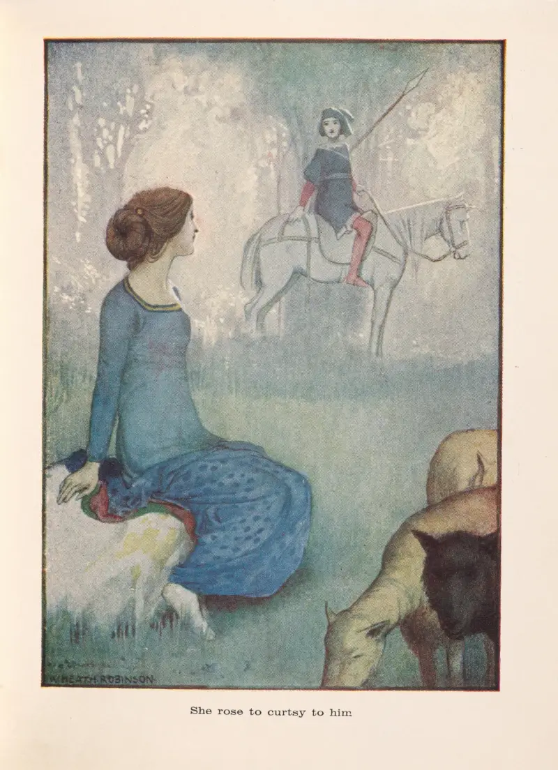 Griselda; She rose to curtsy to him av William Heath Robinson