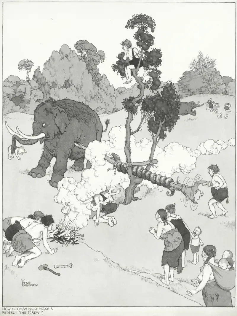 ‘How Did Man First Make & Perfect the Screw’ av William Heath Robinson