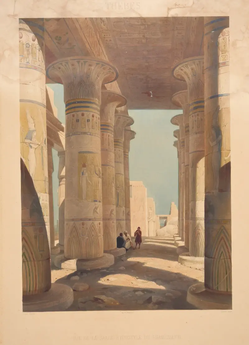 Vue de la salle hypostyle du Rhamesseion (View of the pillared hall of Rhamesseion) av Hector Horeau