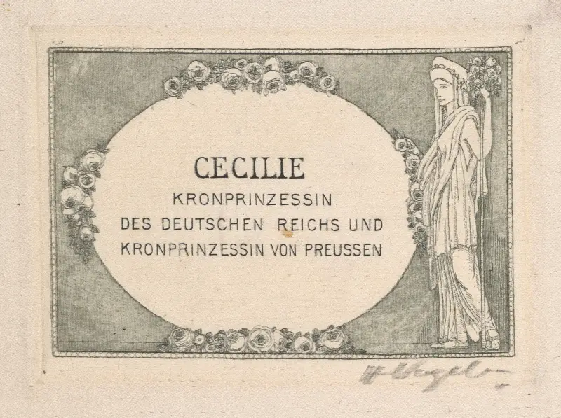 Bookplate: Cecilie Kronprinzessin des Deutchen Reichs und Kronprinzessin von Preussen av Heinrich Vogeler