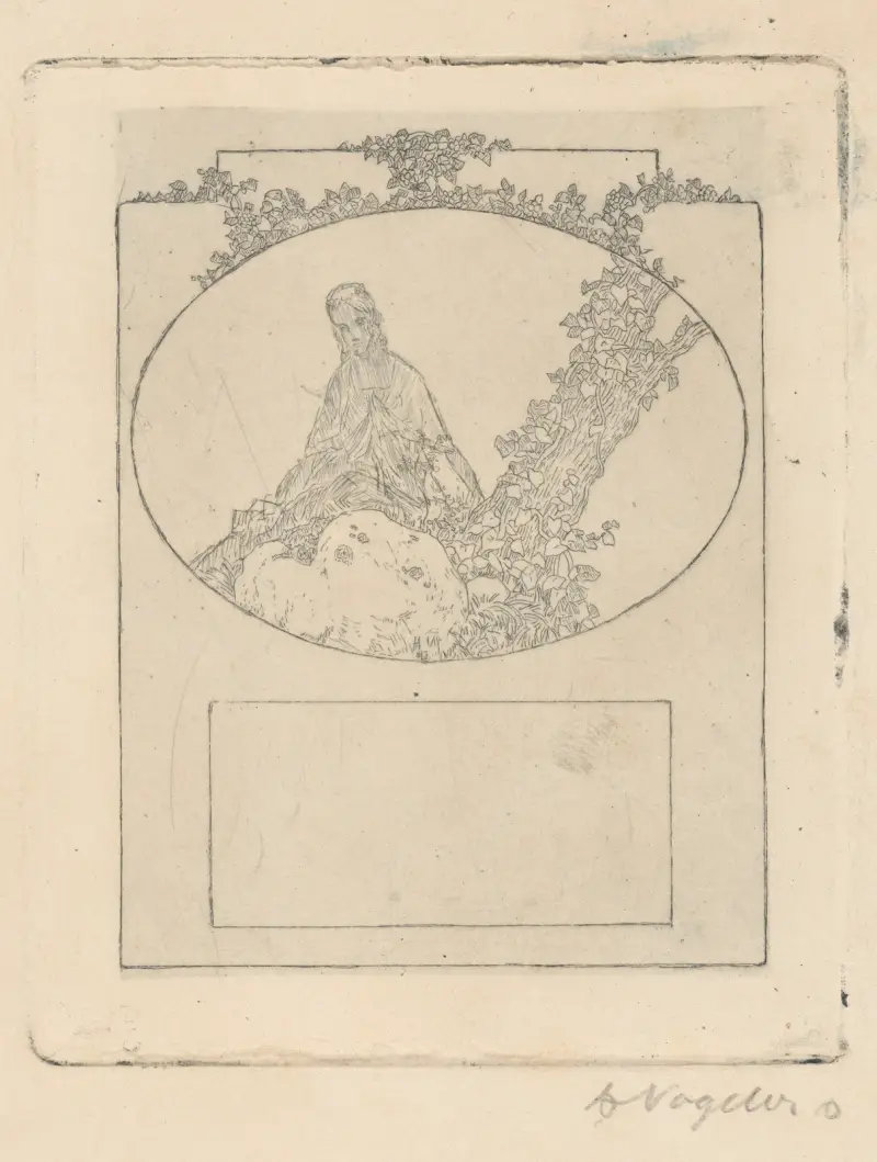 Exlibris för Albert Schmidt av Heinrich Vogeler