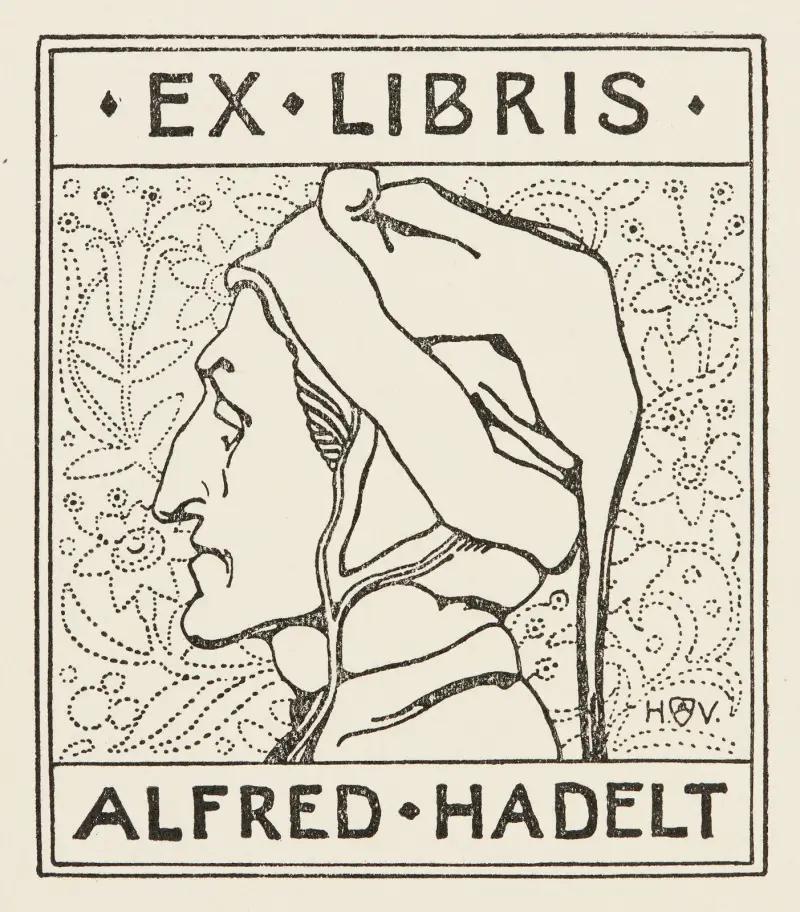 Bookplate of Alfred Hadelt av Heinrich Vogeler