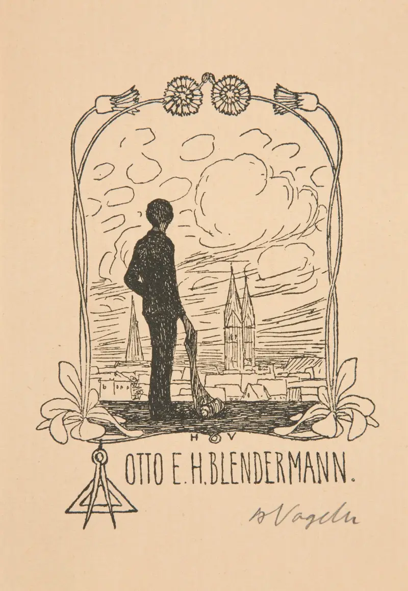 Bookplate: Otto E. H. Blendermann av Heinrich Vogeler