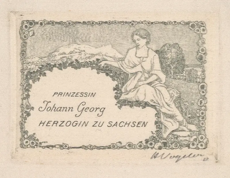 Exlibris: Prinsessan Johann Georg Herzogin zu Sachen av Heinrich Vogeler