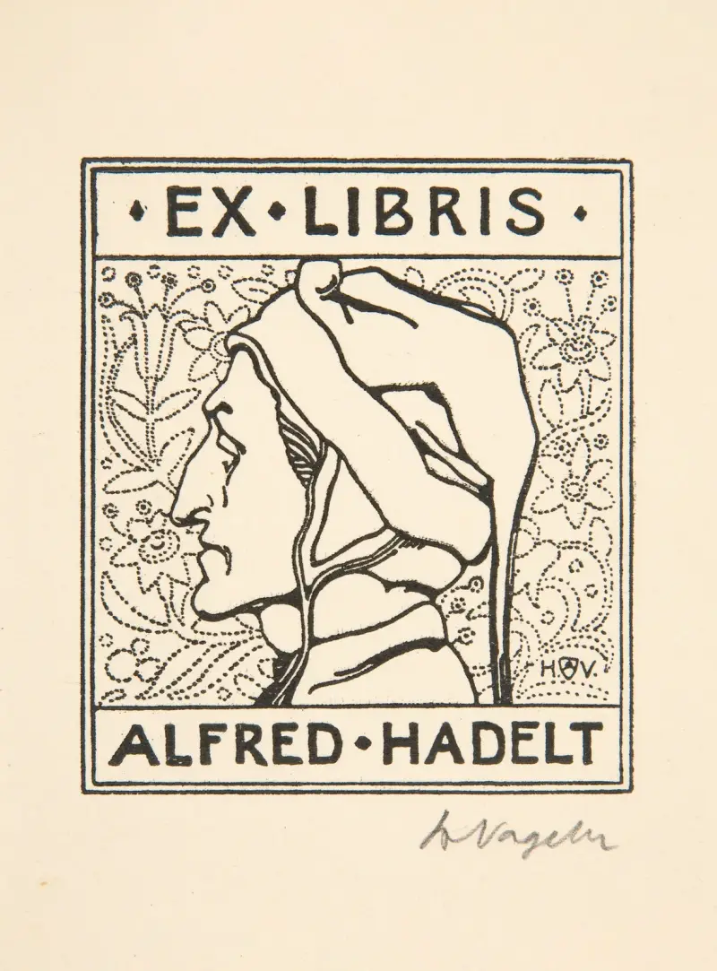 Ex Libris Alfred Hadelt av Heinrich Vogeler