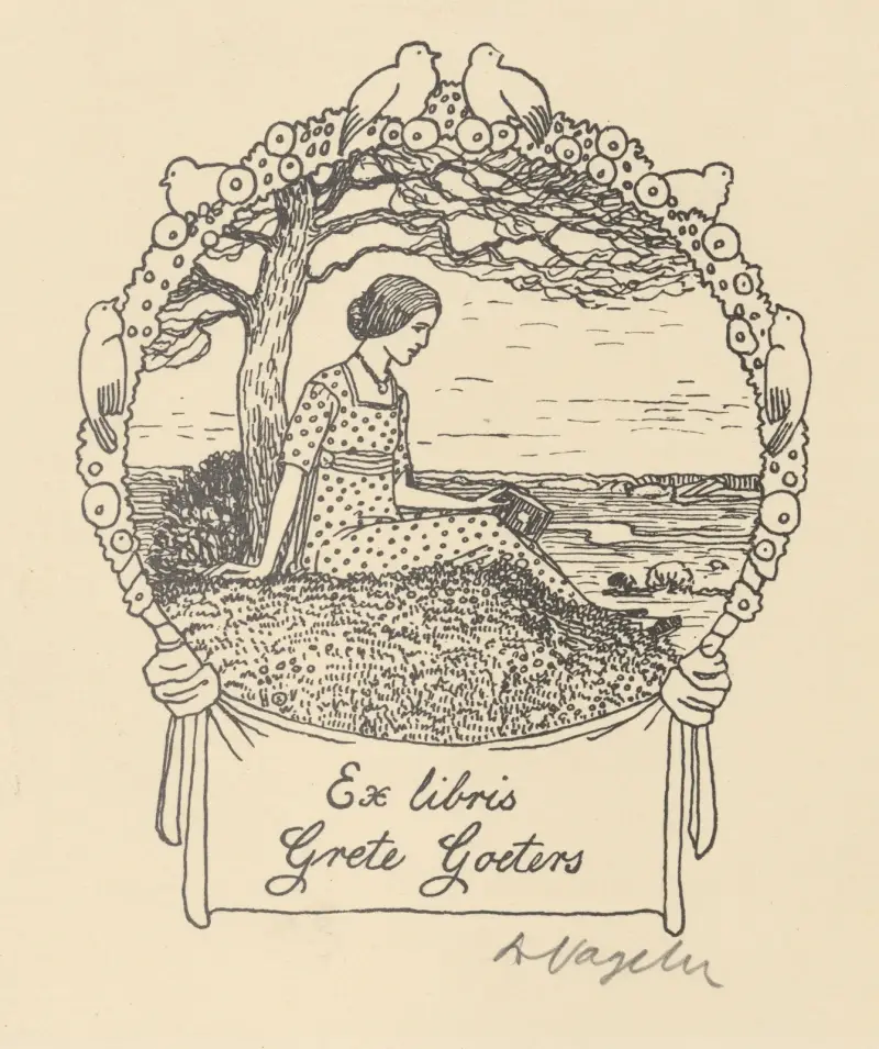 Ex Libris Grete Groeters av Heinrich Vogeler