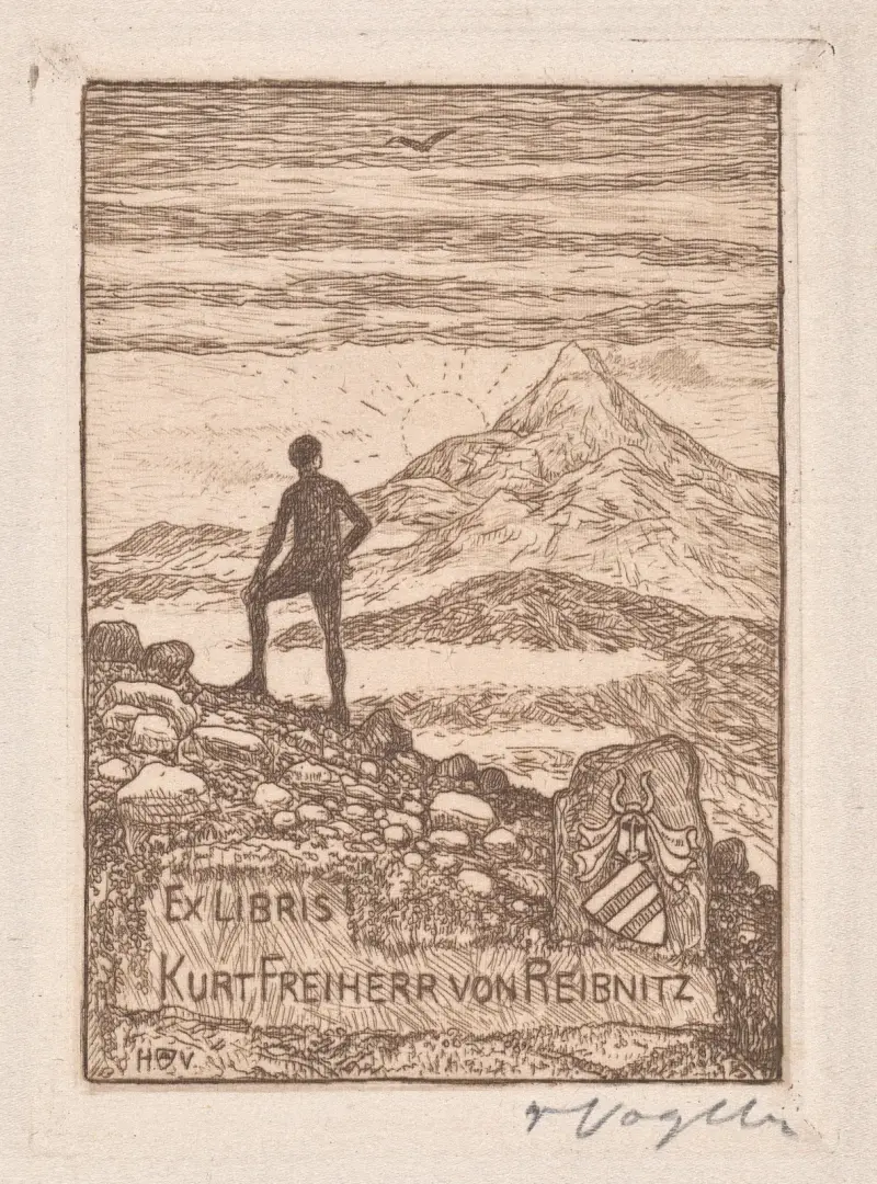 Ex Libris Kurt Freiherr von Reibnitz av Heinrich Vogeler