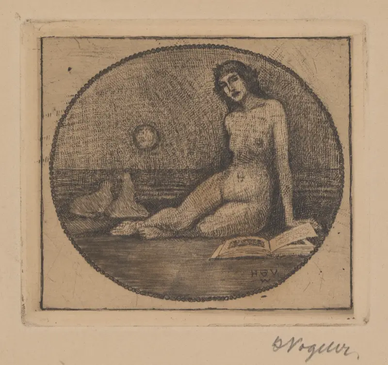 Ex Libris ‘Liegende am Meer’ av Heinrich Vogeler