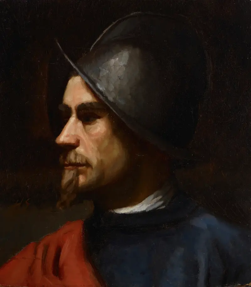 Krieger mit Helm von Helene Schjerfbeck