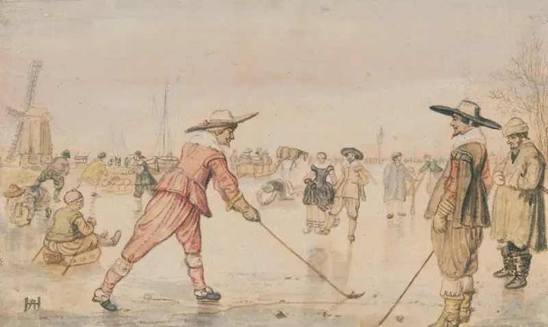 A Winter Scene with Two Gentlemen Playing Colf av Hendrick Avercamp