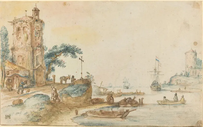 Scene with a Tower to the Left av Hendrick Avercamp