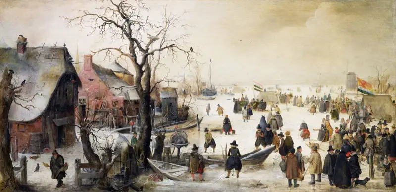 Zimowy pejzaż z kanałem, Hendrick Avercamp